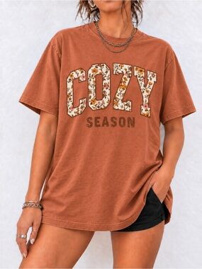 Cozy Season Floral Comfort Colors Tee Cute Fall Unisex T-Shirt